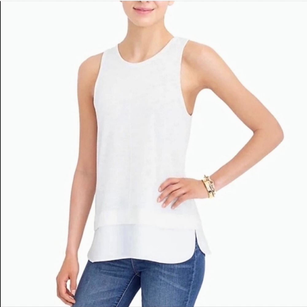 J. Crew double hem white tank top